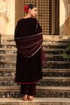 Shop_Trendy tokari_Purple Velvet Embroidered Dabka V Neck Kurta Set _at_Aza_Fashions