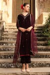 Buy_Trendy tokari_Purple Velvet Embroidered Dabka V Neck Kurta Set _at_Aza_Fashions