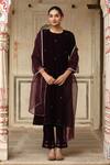 Buy_Trendy tokari_Purple Velvet Embroidered Dabka Round Kurta Set _at_Aza_Fashions