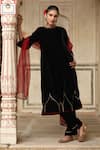 Buy_Trendy tokari_Black Velvet Embroidered Resham Round Kurta Set 