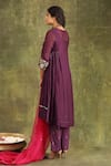 Shop_Trendy tokari_Purple Anarkali Jacquard Georgette Hand Embroidered Abstract V Pearl Set _at_Aza_Fashions