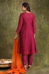 Shop_Trendy tokari_Burgundy Kurta Silk Chanderi Hand Embroidered Mirror Key Hole Anarkali Set _at_Aza_Fashions