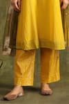 Trendy tokari_Yellow Kurta Silk Chanderi Hand Embroidered Mirror Round Mustard Set _Online_at_Aza_Fashions