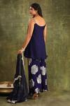 Shop_Trendy tokari_Blue Silk, Organza, Chanderi Embroidery, Sequins Scoop Abstract Hand Kurta Set _at_Aza_Fashions