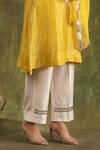 Shop_Trendy tokari_Ivory Dupatta Organza Kiran Lace V Neck Stripe Pattern A-line Kurta Set _Online_at_Aza_Fashions