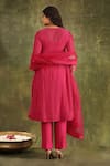 Shop_Trendy tokari_Magenta Dupatta Organza Hand Embroidered Abstract V Neck Kurta Set _at_Aza_Fashions