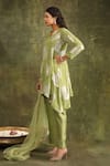Buy_Trendy tokari_Green Kurta Silk Chanderi Floral V Neck Asymmetric Pant Set 