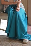 Usha Bagri_Blue Organza Embroidery Gullista Short Jacket Open Neck Crop Top And Palazzo Set _Online_at_Aza_Fashions