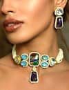 Shop_Amaara Jewels_Multi Color Pearls Embellished Choker Set _at_Aza_Fashions