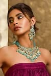 Buy_Amaara Jewels_Green Zari Mint Polki Necklace Set _at_Aza_Fashions