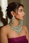 Buy_Amaara Jewels_Green Zari Mint Polki Necklace Set _Online_at_Aza_Fashions