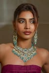 Amaara Jewels_Green Zari Mint Polki Necklace Set _at_Aza_Fashions