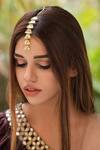 Shop_Amaara Jewels_Gold Plated Polki Embellished Maangtikka _at_Aza_Fashions