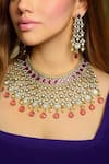 Shop_Amaara Jewels_Red Pearls, Stones Gold Finish Ruby Doublet Necklace Set _Online_at_Aza_Fashions