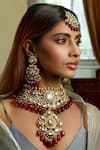 Buy_Amaara Jewels_Red Rhinestones, Stones Designer Kundan Ruby Necklace Set _at_Aza_Fashions