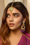 Buy_Amaara Jewels_Gold Plated Polki Pearl Drop Maangtikka _at_Aza_Fashions