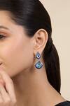 Buy_Isharya_Blue Crystals Drop Earrings _at_Aza_Fashions