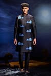 Buy_Eleven Brothers_Black Tafta Silk Embroidery Mirror Elephant Kurta Set _at_Aza_Fashions