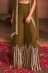 Shop_NIDHIKA SHEKHAR_Brown Organza Embroidery Sequin Square Neck Cape And Sharara Set _Online_at_Aza_Fashions