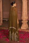 Shop_NIDHIKA SHEKHAR_Brown Organza Embroidery Sequin Square Neck Cape And Sharara Set _at_Aza_Fashions