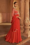 NIDHIKA SHEKHAR_Orange Georgette Embroidery Bullian Bloom Sweetheart Anarkali Set With Dupatta _Online_at_Aza_Fashions