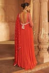 Shop_NIDHIKA SHEKHAR_Orange Georgette Embroidery Bullian Bloom Sweetheart Anarkali Set With Dupatta _at_Aza_Fashions