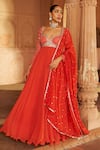 Shop_NIDHIKA SHEKHAR_Orange Georgette Embroidery Bullian Bloom Sweetheart Anarkali Set With Dupatta _Online_at_Aza_Fashions