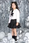 The Little Celebs_White Crepe Sequins Bow Top And Black Skirt Set _at_Aza_Fashions