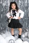 Buy_The Little Celebs_White Crepe Sequins Bow Top And Black Skirt Set _at_Aza_Fashions