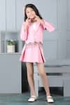 The Little Celebs_Pink Crepe Tassels Embellished Blazer And Skirt Set _Online_at_Aza_Fashions