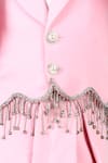 The Little Celebs_Pink Crepe Tassels Embellished Blazer And Skirt Set _at_Aza_Fashions