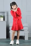 Buy_The Little Celebs_Red Crepe Pearls Button Blazer And Skirt Set _Online_at_Aza_Fashions