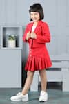 Shop_The Little Celebs_Red Crepe Pearls Button Blazer And Skirt Set _Online_at_Aza_Fashions