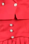 The Little Celebs_Red Crepe Pearls Button Blazer And Skirt Set _at_Aza_Fashions