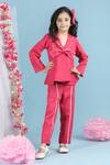 Buy_The little celebs_Pink Imported Crepe Embellished Bow Peplum Top And Pant Set _at_Aza_Fashions