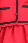 The Little Celebs_Red Crepe Contrast Border Coat And Skirt Set _at_Aza_Fashions