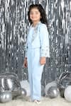 The Little Celebs_Blue Crepe Stones Ice Embellished Pant Set _at_Aza_Fashions
