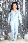 Buy_The Little Celebs_Blue Crepe Stones Ice Embellished Pant Set _at_Aza_Fashions