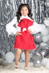 Buy_The Little Celebs_White Organza, Crepe Feathers Bow Embellished Top And Skirt Set _at_Aza_Fashions