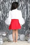 Shop_The Little Celebs_White Organza, Crepe Feathers Bow Embellished Top And Skirt Set _at_Aza_Fashions