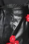 The Little Celebs_Black Leather, Crepe Applique Solid Top And Bloom Skirt Set _Online_at_Aza_Fashions