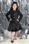 Buy_The Little Celebs_Black Tweed, Crepe, Satin Coat And Balloon Skirt Set _Online_at_Aza_Fashions
