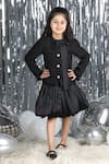 Buy_The Little Celebs_Black Tweed, Crepe, Satin Coat And Balloon Skirt Set _at_Aza_Fashions
