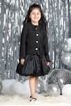 The Little Celebs_Black Tweed, Crepe, Satin Coat And Balloon Skirt Set _at_Aza_Fashions