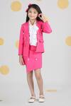 The Little Celebs_Pink Crepe Blazer And Asymmetric Skirt Set _Online_at_Aza_Fashions