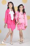 The Little Celebs_Pink Crepe Blazer And Asymmetric Skirt Set _at_Aza_Fashions