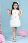 The Little Celebs_White Neoprene Beads, Embroidery Candy Patchwork Dress _Online_at_Aza_Fashions