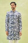 Arihant Rai Sinha_Off White Cotton, Velvet Embroidery Thread Sherwani With Pant _at_Aza_Fashions