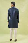 Shop_Arihant Rai Sinha_Off White Silk, Wool Sequins Blue Woven Jacquard Sherwani Set _at_Aza_Fashions