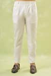 Buy_Arihant Rai Sinha_Off White Silk, Wool Sequins Blue Woven Jacquard Sherwani Set _Online_at_Aza_Fashions